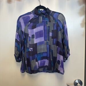 Armani Exchange Geometric Purple and Blue Blouse